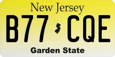 NJ license plate B77CQE
