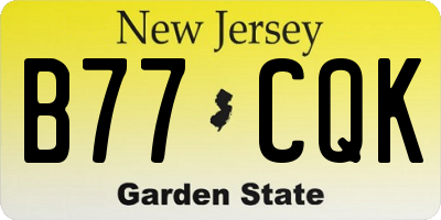 NJ license plate B77CQK