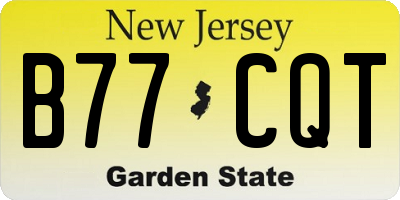 NJ license plate B77CQT