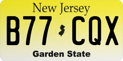 NJ license plate B77CQX