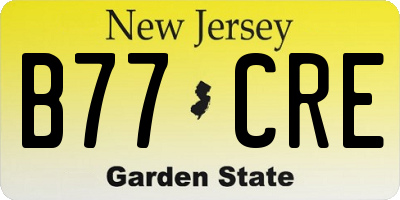 NJ license plate B77CRE