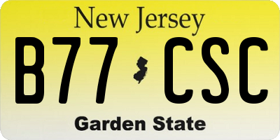 NJ license plate B77CSC
