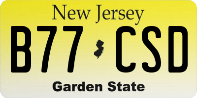 NJ license plate B77CSD