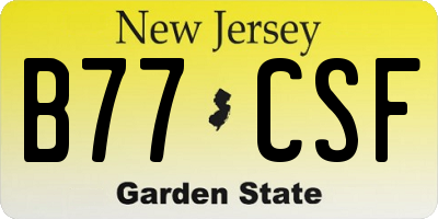 NJ license plate B77CSF