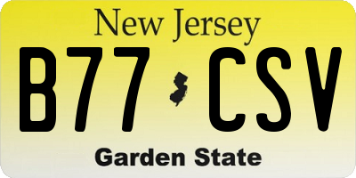 NJ license plate B77CSV