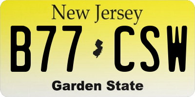 NJ license plate B77CSW