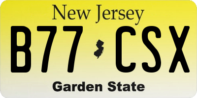 NJ license plate B77CSX