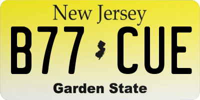 NJ license plate B77CUE