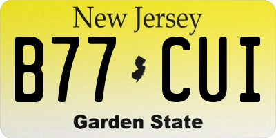 NJ license plate B77CUI