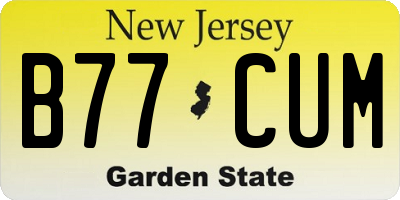 NJ license plate B77CUM