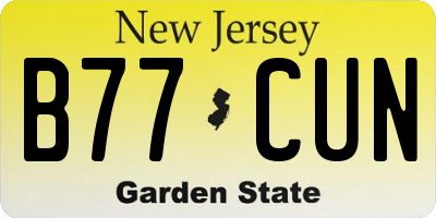 NJ license plate B77CUN