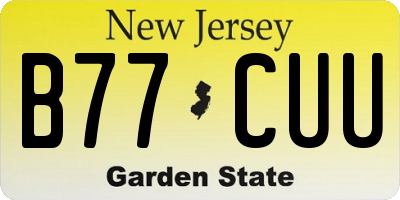 NJ license plate B77CUU