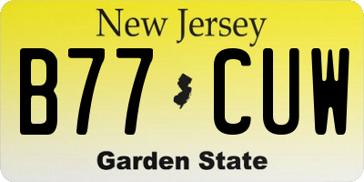 NJ license plate B77CUW