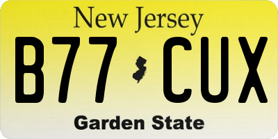 NJ license plate B77CUX