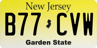 NJ license plate B77CVW