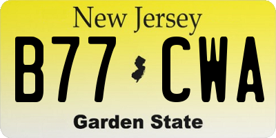 NJ license plate B77CWA