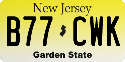 NJ license plate B77CWK
