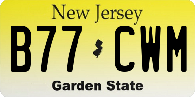 NJ license plate B77CWM