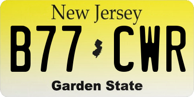 NJ license plate B77CWR