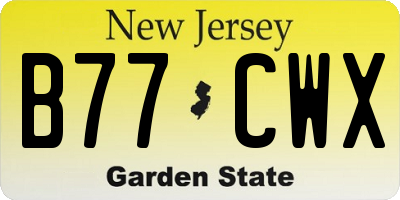 NJ license plate B77CWX