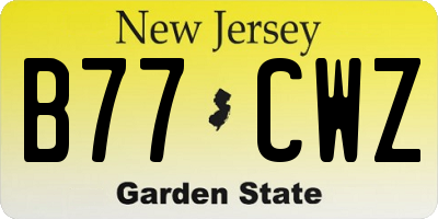 NJ license plate B77CWZ