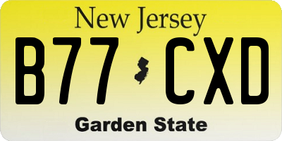 NJ license plate B77CXD