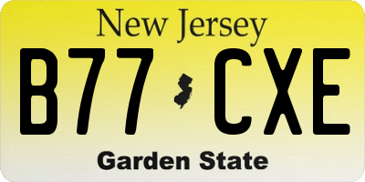 NJ license plate B77CXE