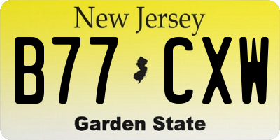 NJ license plate B77CXW