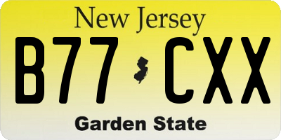 NJ license plate B77CXX