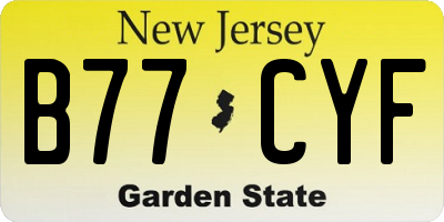 NJ license plate B77CYF