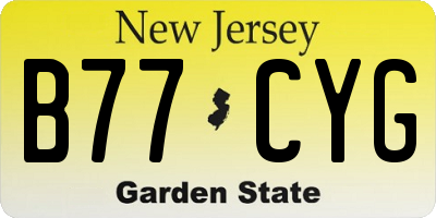 NJ license plate B77CYG