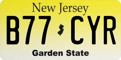 NJ license plate B77CYR