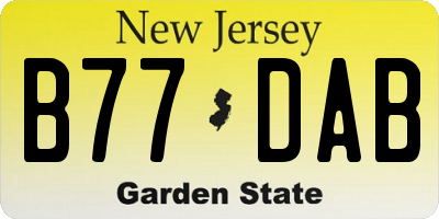 NJ license plate B77DAB