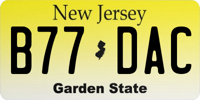 NJ license plate B77DAC