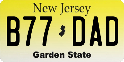 NJ license plate B77DAD
