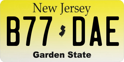 NJ license plate B77DAE