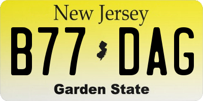 NJ license plate B77DAG