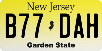 NJ license plate B77DAH