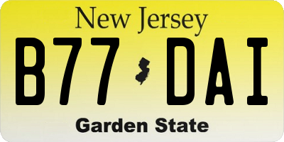 NJ license plate B77DAI