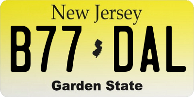 NJ license plate B77DAL