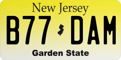 NJ license plate B77DAM