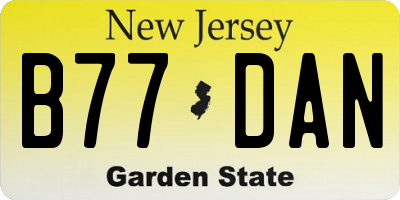 NJ license plate B77DAN