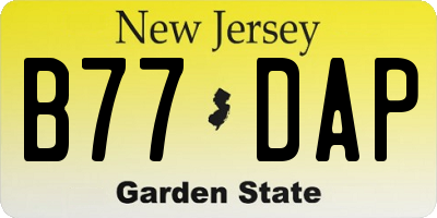 NJ license plate B77DAP