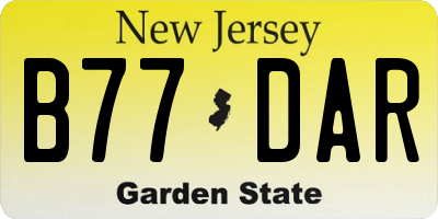 NJ license plate B77DAR