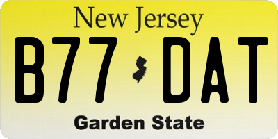 NJ license plate B77DAT
