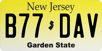 NJ license plate B77DAV