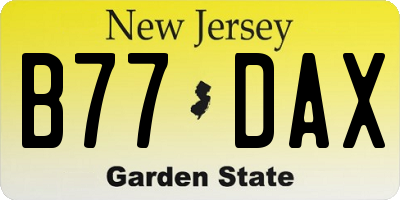 NJ license plate B77DAX