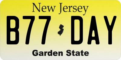 NJ license plate B77DAY