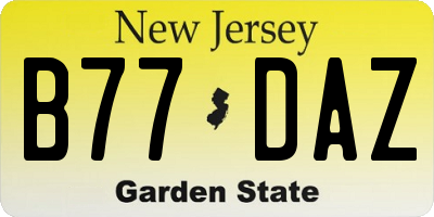 NJ license plate B77DAZ