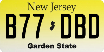 NJ license plate B77DBD